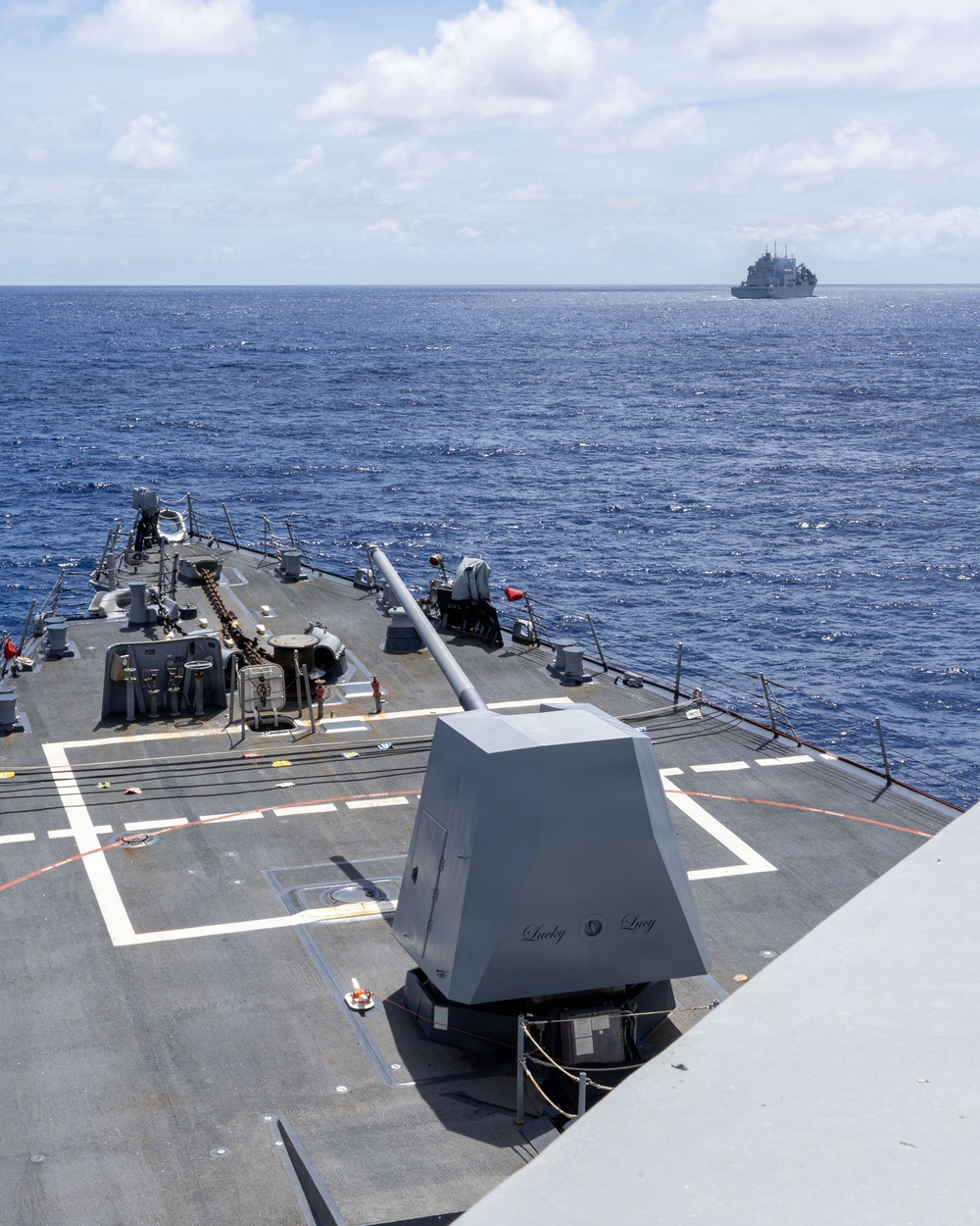 USS Mustin conducts a replenishment-at-sea