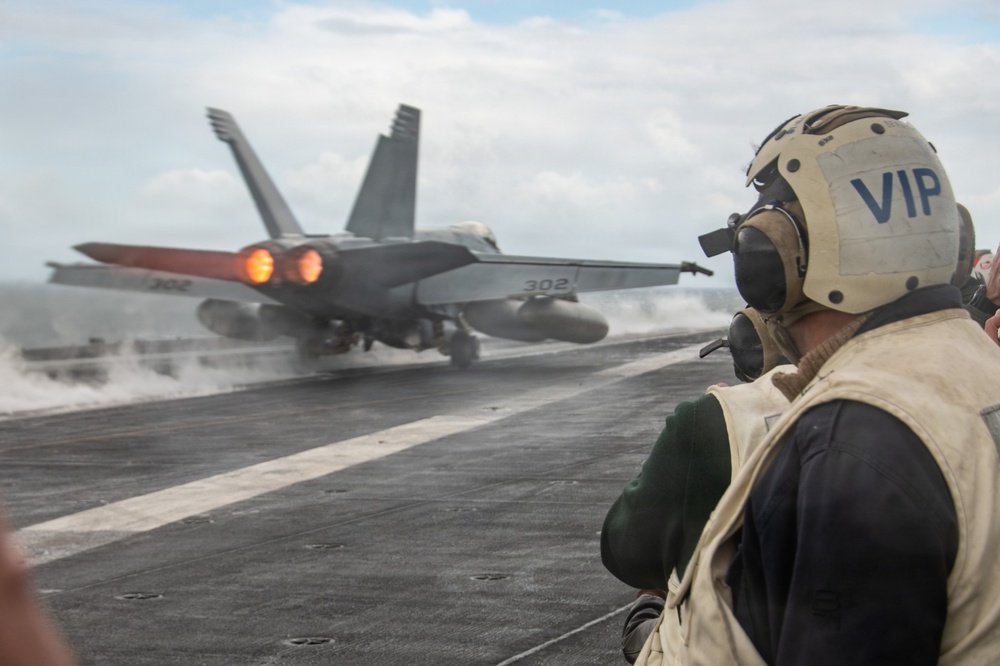 President of Uruguay and Distinguished Visitors Tour USS Nimitz