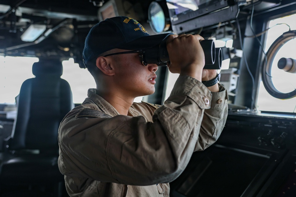 Sailors Aboard USS John Finn (DDG 113) Stand Watch