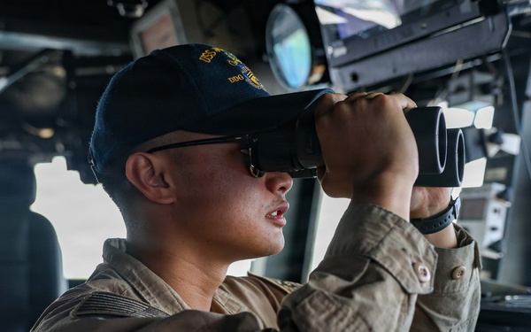 Sailors Aboard USS John Finn (DDG 113) Stand Watch
