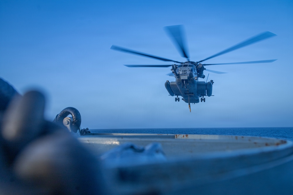 CH-53 Super Stallion Prepares to Land Aboard USS Tripoli