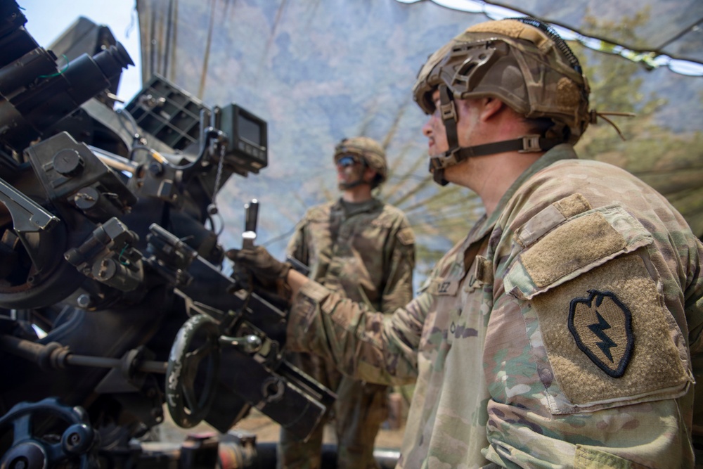 Balikatan 2026: 25th Infantry Division fires howitzers during counter landing exercise