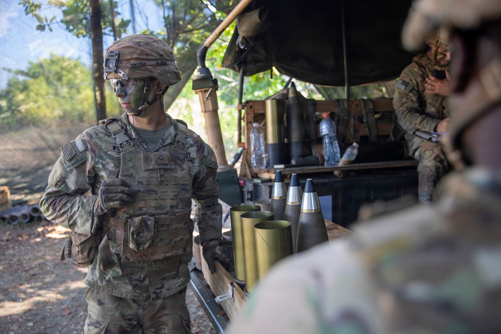 Balikatan 2026: 25th Infantry Division fires howitzers during counter landing exercise