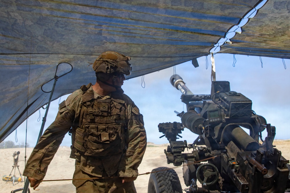 Balikatan 2026: 25th Infantry Division fires howitzers during counter landing exercise