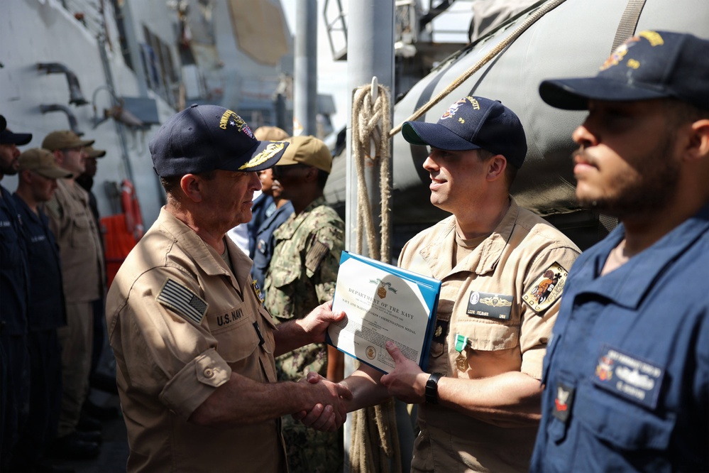 Rear Adm. Cahill Visits USS Farragut