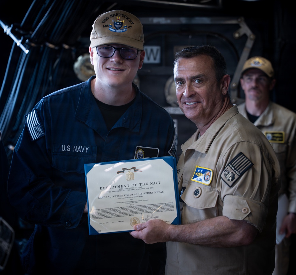 Rear Adm. Joe Cahill visits USS Nantucket (LCS 27)