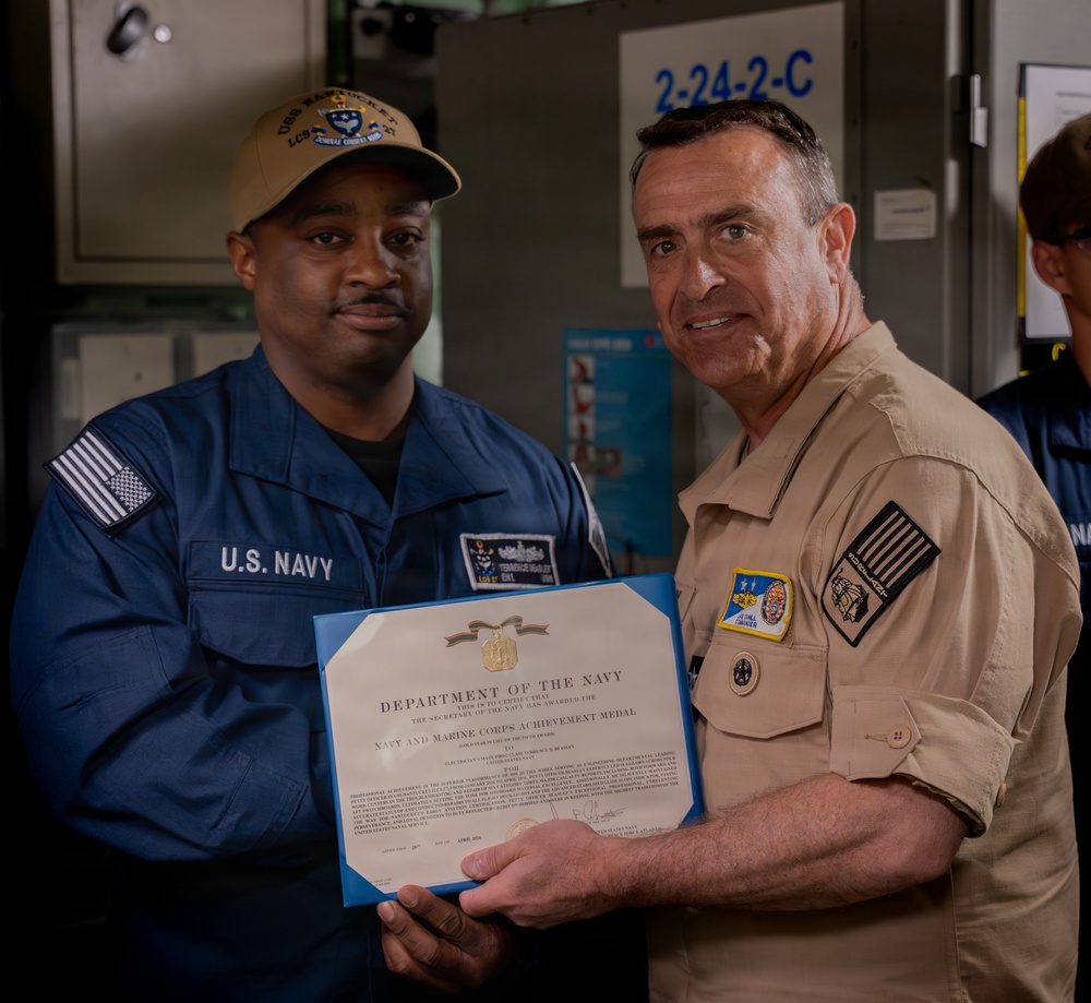 Rear Adm. Joe Cahill visits USS Nantucket (LCS 27)