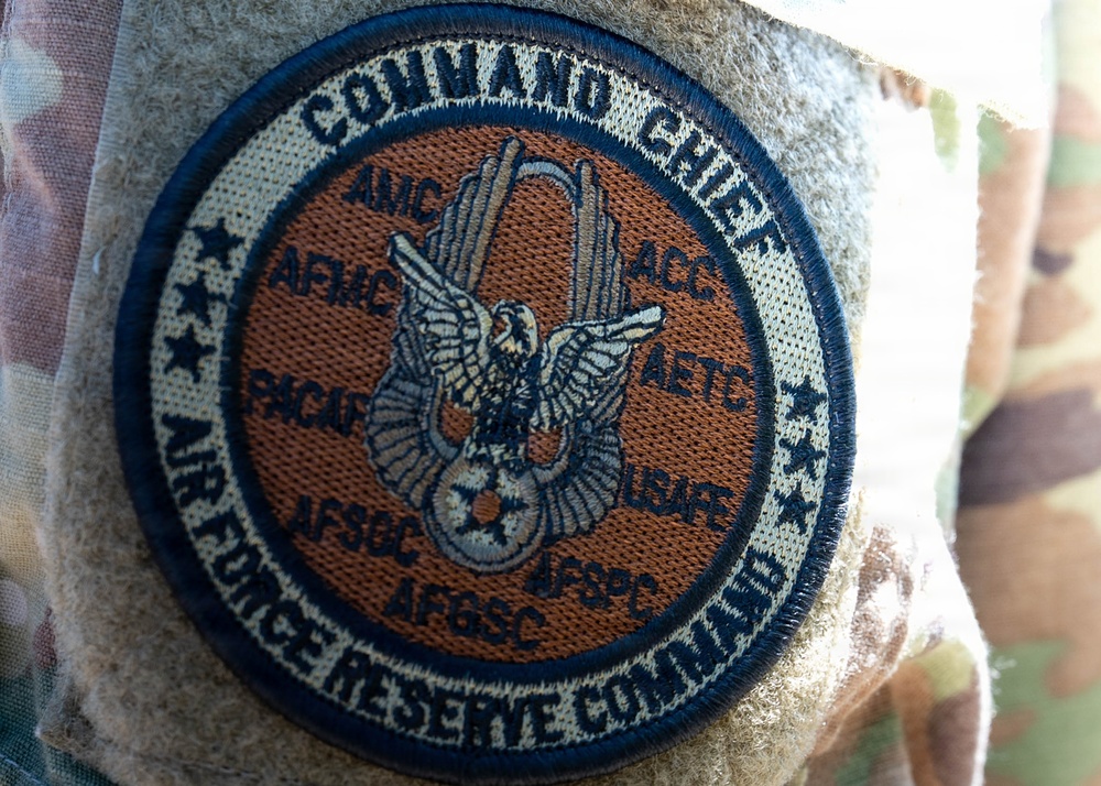 U.S. Air Force Reserve Command Command Chief Master Sergeant Shoulder Patch on OCP Uniform