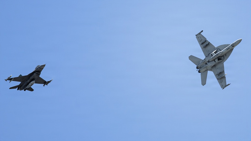U.S. Air Force, Navy aircraft take off during Checkered Flag 26-2