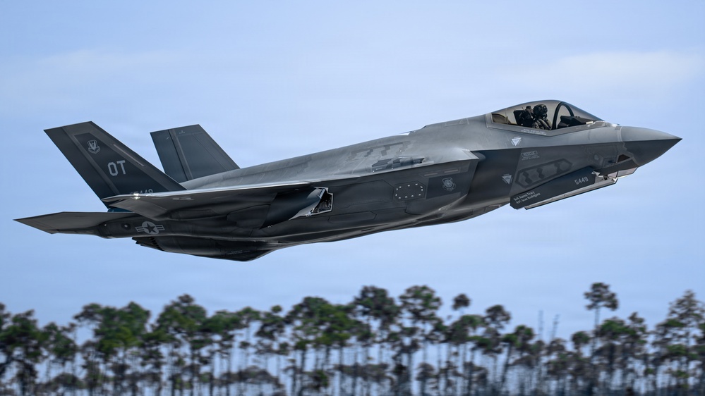 U.S. Air Force, Navy aircraft take off during Checkered Flag 26-2
