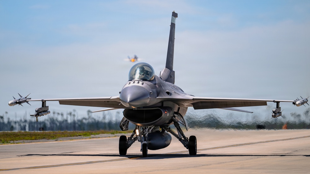 U.S. Air Force, Navy aircraft take off during Checkered Flag 26-2