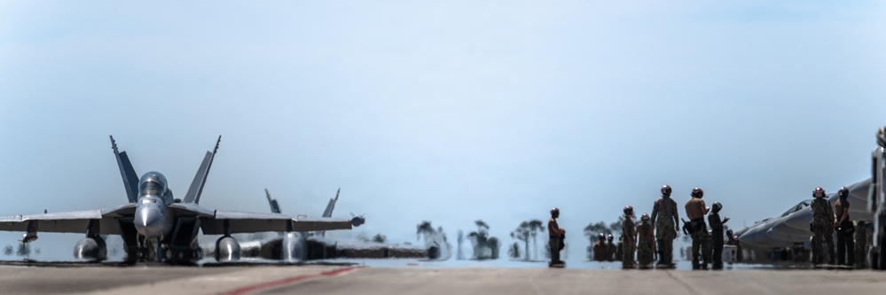 U.S. Air Force, Navy aircraft take off during Checkered Flag 26-2