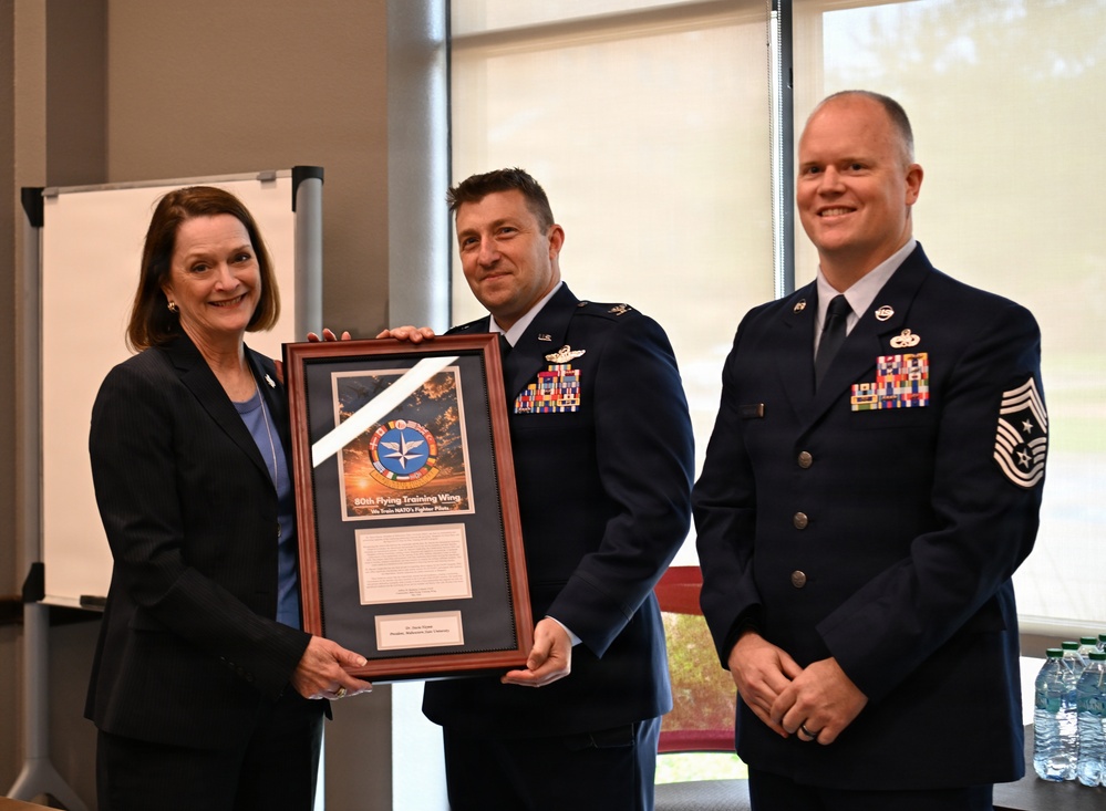 80th Flying Training Wing commander inducts MSU President into ENJJPT Hall of Fame