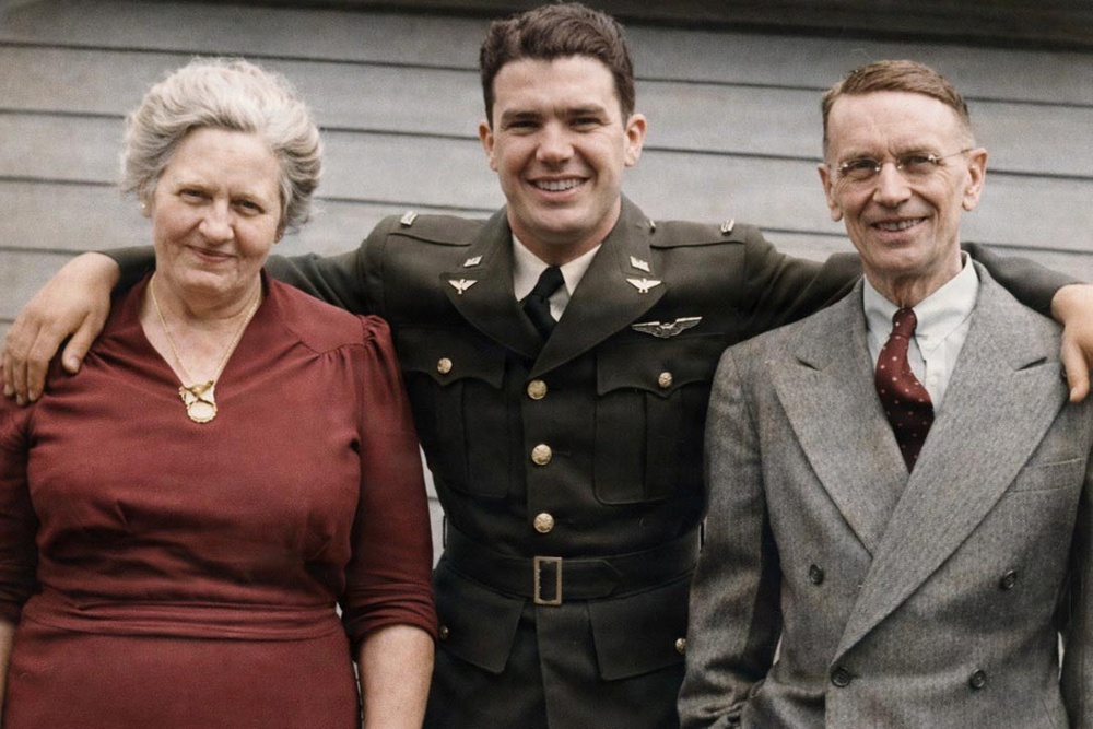World War II POW Lt. Joseph L. Burke and parents