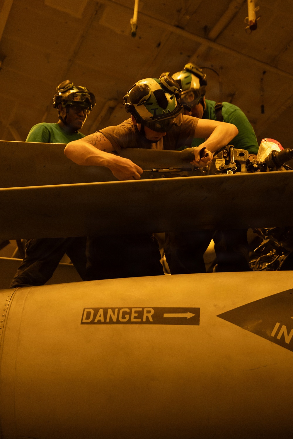 Nighttime Aircraft Maintenance Aboard USS George H.W. Bush (CVN 77)