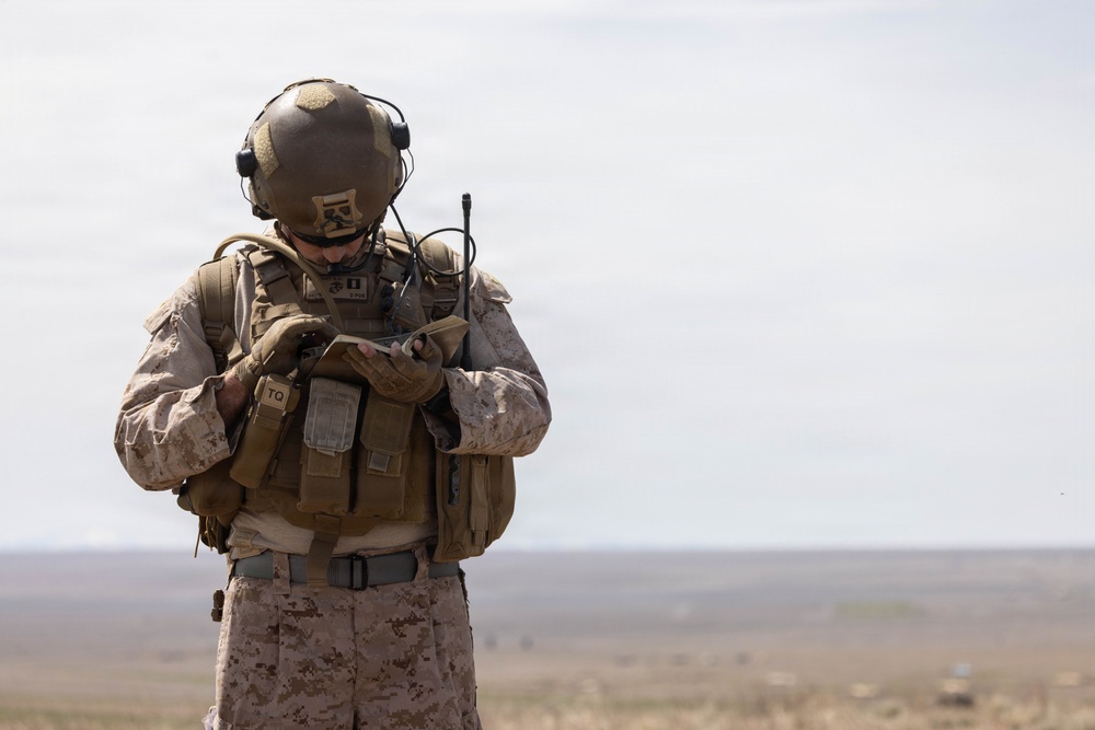 Marines coordinate close air support during Exercise Garnet Rattler