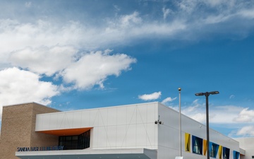 The exterior of Sandia Base Elementary School is shown at Kirtland Air Force Base, May 5, 2026.