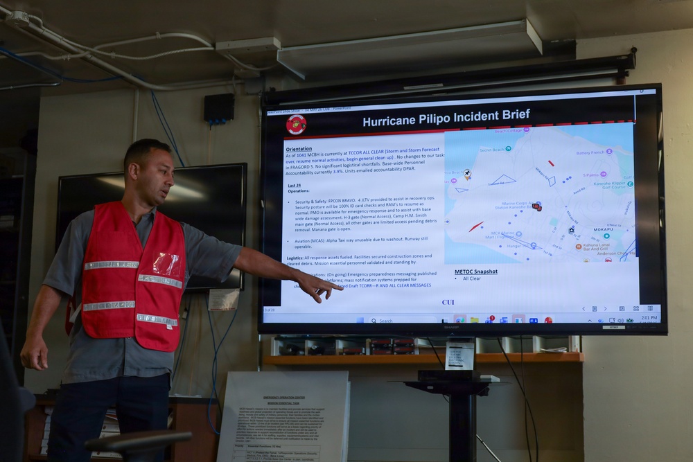 U.S. Marines and Civilians Collaborate on Emergency Operations Center at MCBH for Hurricanes Readiness