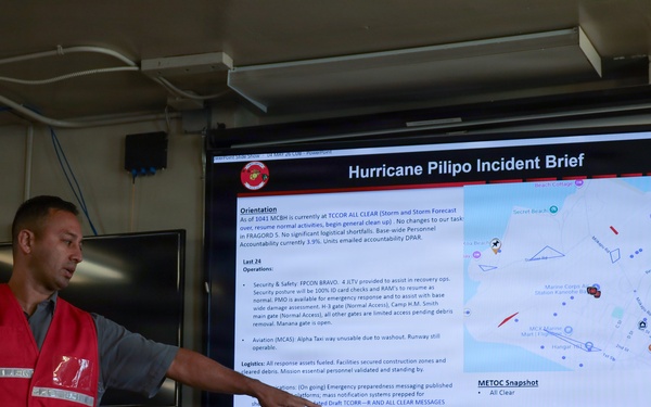 U.S. Marines and Civilians Collaborate on Emergency Operations Center at MCBH for Hurricanes Readiness