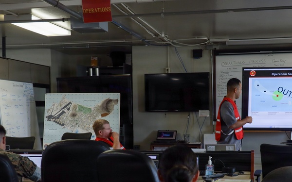 U.S. Marines and Civilians Collaborate on Emergency Operations Center at MCBH for Hurricanes Readiness