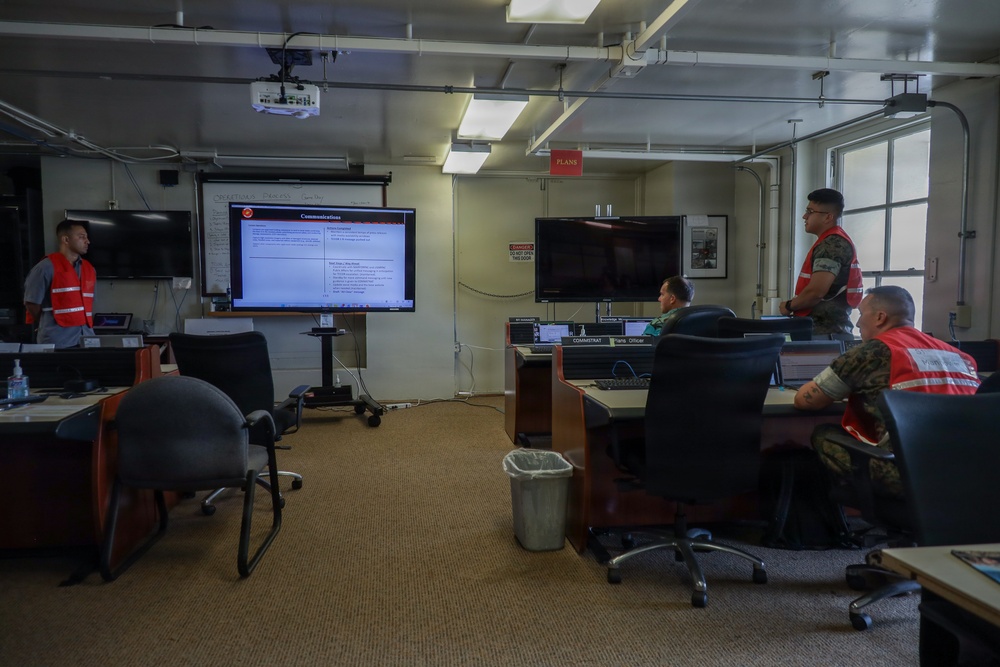 U.S. Marines and Civilians Collaborate on Emergency Operations Center at MCBH for Hurricanes Readiness