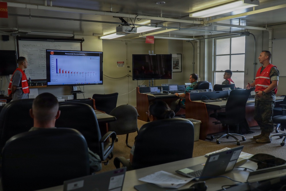 U.S. Marines and Civilians Collaborate on Emergency Operations Center at MCBH for Hurricanes Readiness