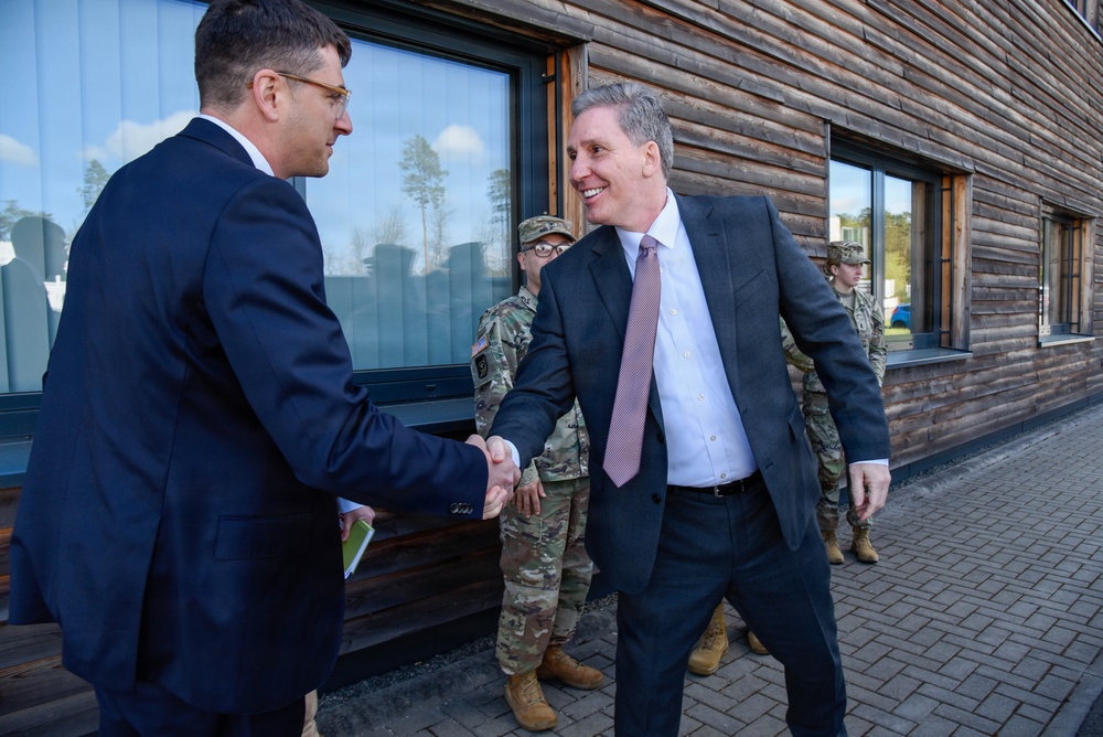 Assistant Secretary of War for Health Affairs Honorable Keith Bass visits Rhine Ordnance Barracks Medical Center construction project in Germany