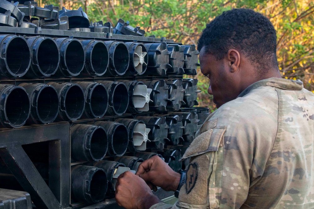 Balikatan 2026: 25th ID Soldiers prepare mortars during a counter landing live fire exercise in the Philippines as part of Exercise Balikatan 2026