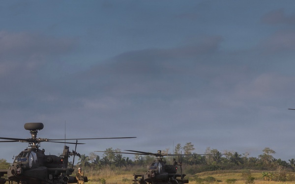 Balikatan 2026: Task Force Saber conducts multiship AH-64 Apache reconnaissance flight over Luzon Strait during counter landing live-fire exercise