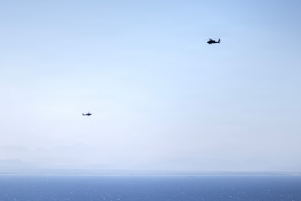 Balikatan 2026: Task Force Saber conducts multiship AH-64 Apache reconnaissance flight over Luzon Strait during counter landing live-fire exercise