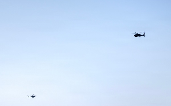Balikatan 2026: Task Force Saber conducts multiship AH-64 Apache reconnaissance flight over Luzon Strait during counter landing live-fire exercise
