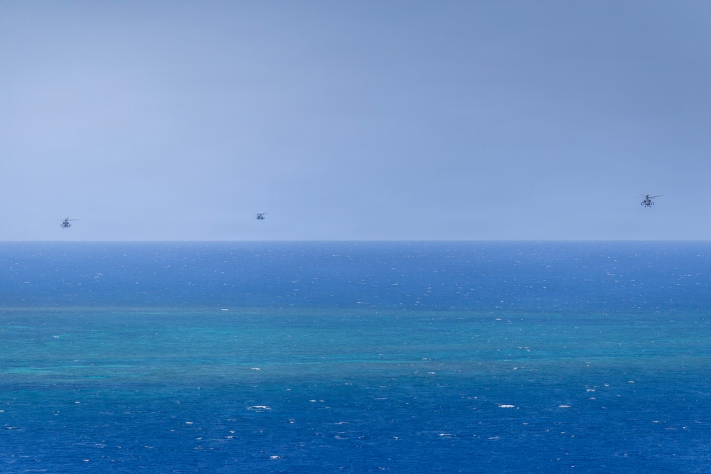 Balikatan 2026: Task Force Saber conducts multiship AH-64 Apache reconnaissance flight over Luzon Strait during counter landing live-fire exercise