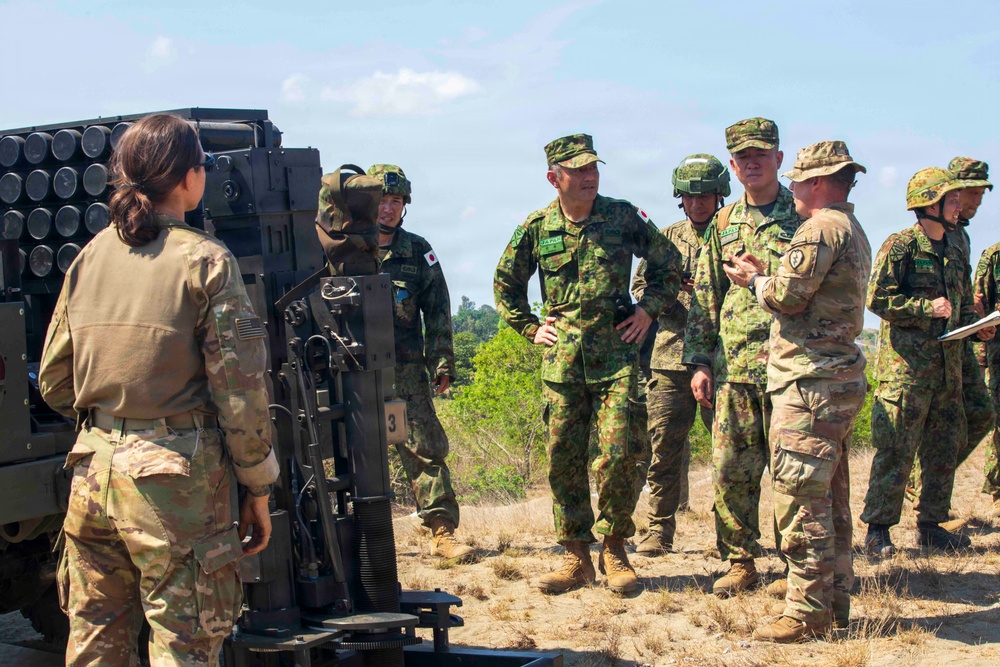 Balikatan 2026: JGSDF Major General Toshikatsu Musha visits 25th ID mortar firing point during a live fire exercise in the Philippines