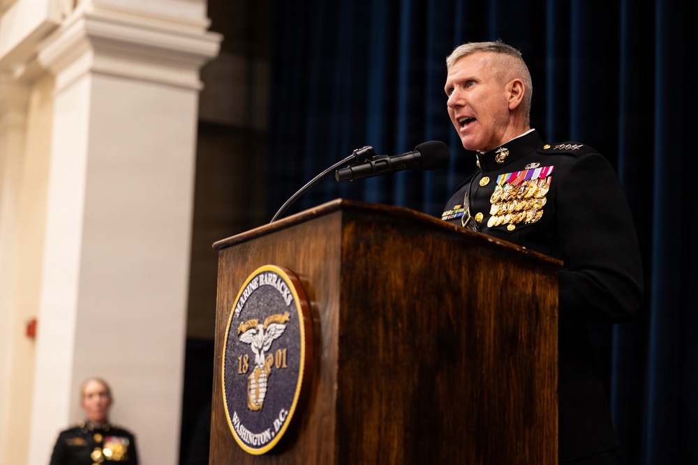 The Commandant, Gen. Eric M. Smith attends an 8th and I Evening Parade