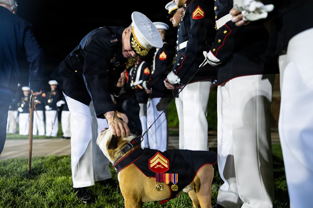 The Commandant, Gen. Eric M. Smith attends an 8th and I Evening Parade