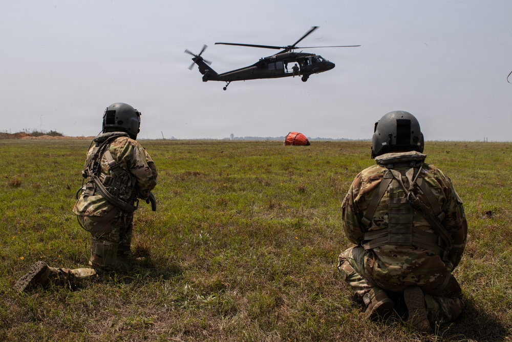 South Carolina Army National Guard helicopters practice aerial-firefighting training with the South Carolina Forestry Commission
