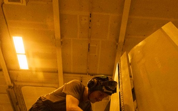 Nighttime Aircraft Maintenance Aboard USS George H.W. Bush (CVN 77)