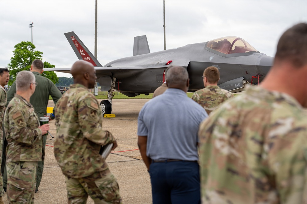 National Security Forum and Gathering of Eagles attendees tour Airpower demonstration at Maxwell Air Force Base