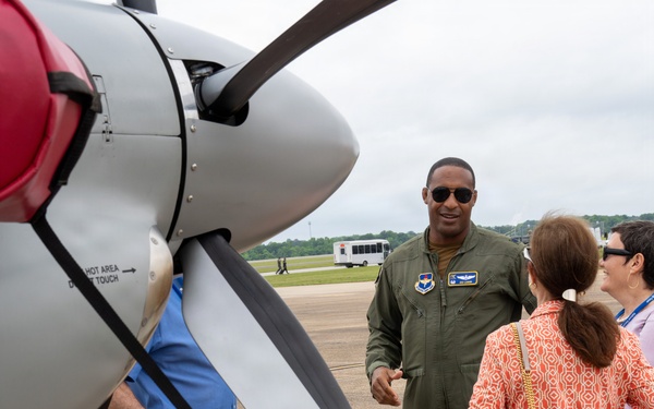 National Security Forum and Gathering of Eagles attendees tour Airpower demonstration at Maxwell Air Force Base
