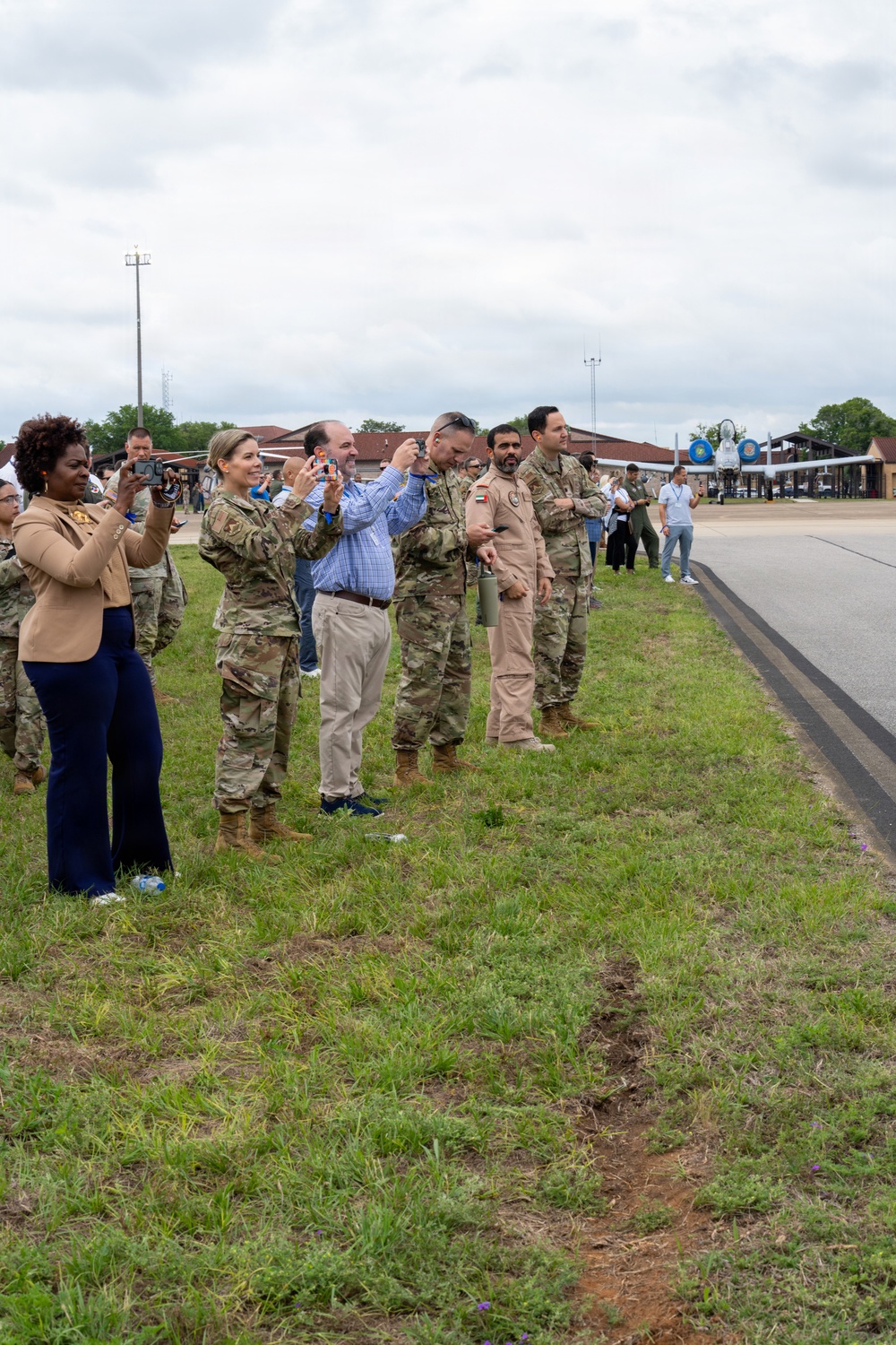 National Security Forum and Gathering of Eagles attendees observe Airpower demonstration at Maxwell Air Force Base