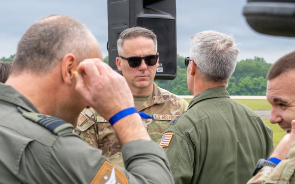 National Security Forum and Gathering of Eagles attendees observe Airpower demonstration at Maxwell Air Force Base
