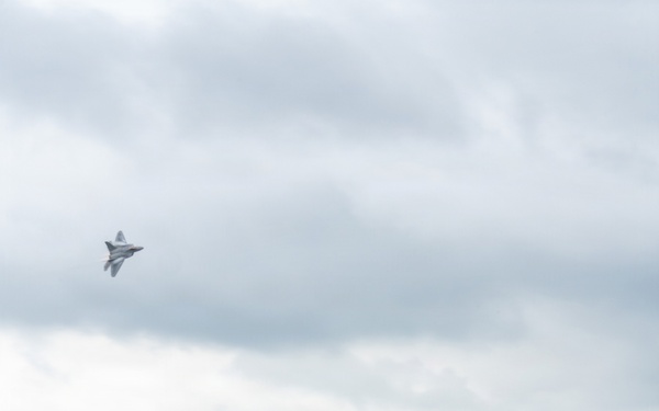 National Security Forum and Gathering of Eagles attendees observe Airpower demonstration at Maxwell Air Force Base