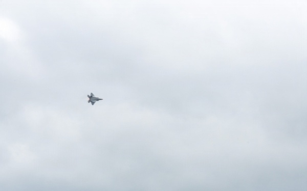 National Security Forum and Gathering of Eagles attendees observe Airpower demonstration at Maxwell Air Force Base
