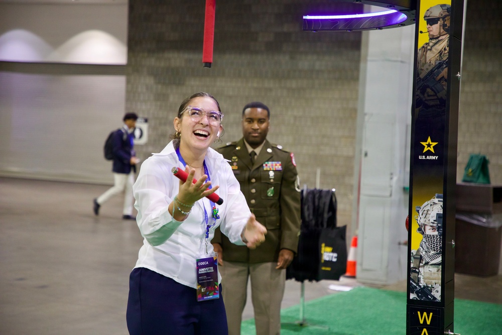 High school students interact with Army recruiters during DECA conference