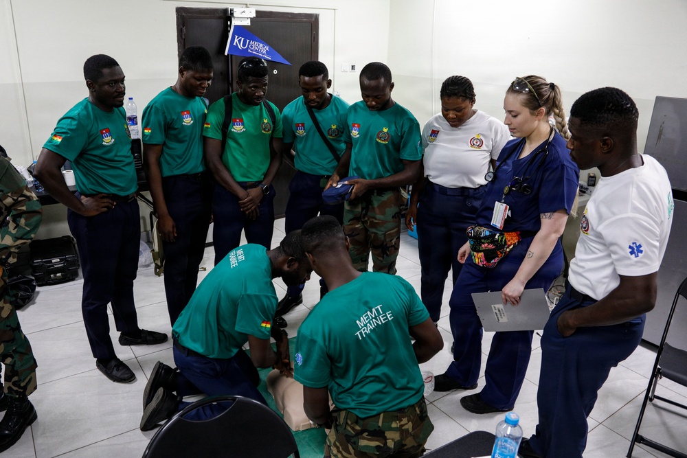 US teach basic life support to Ghana EMT trainees during AL26