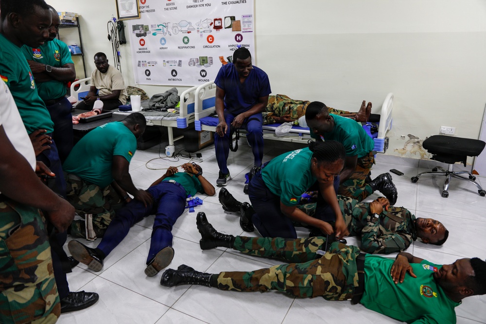 US teach basic life support to Ghana EMT trainees during AL26