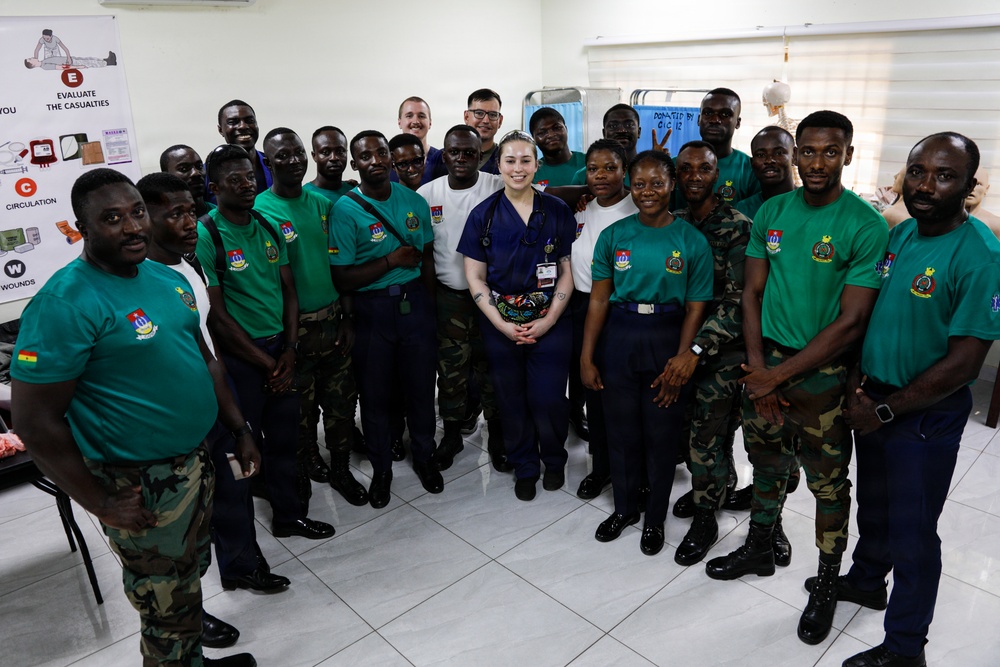 US teach basic life support to Ghana EMT trainees during AL26