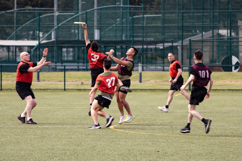 Strengthening interoperability between U.S. and Singapore Armed Forces through a team building game of ultimate frisbee