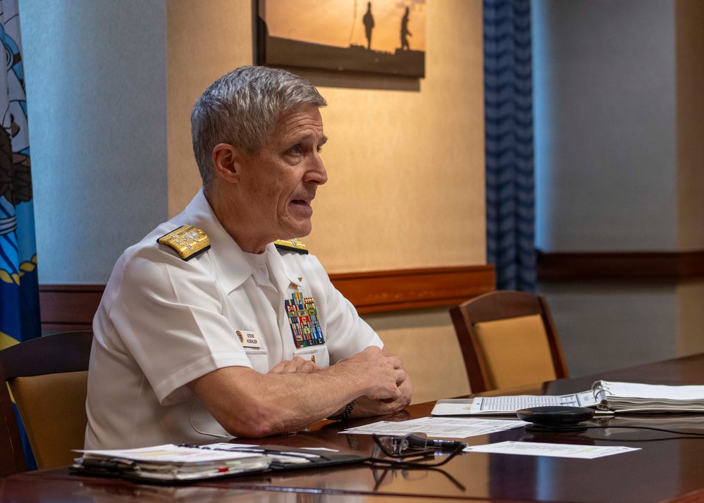 Adm. Steve Koehler, commander, U.S. Pacific Fleet, conducts Multilateral Maritime Virtual Key Leadership Engagement