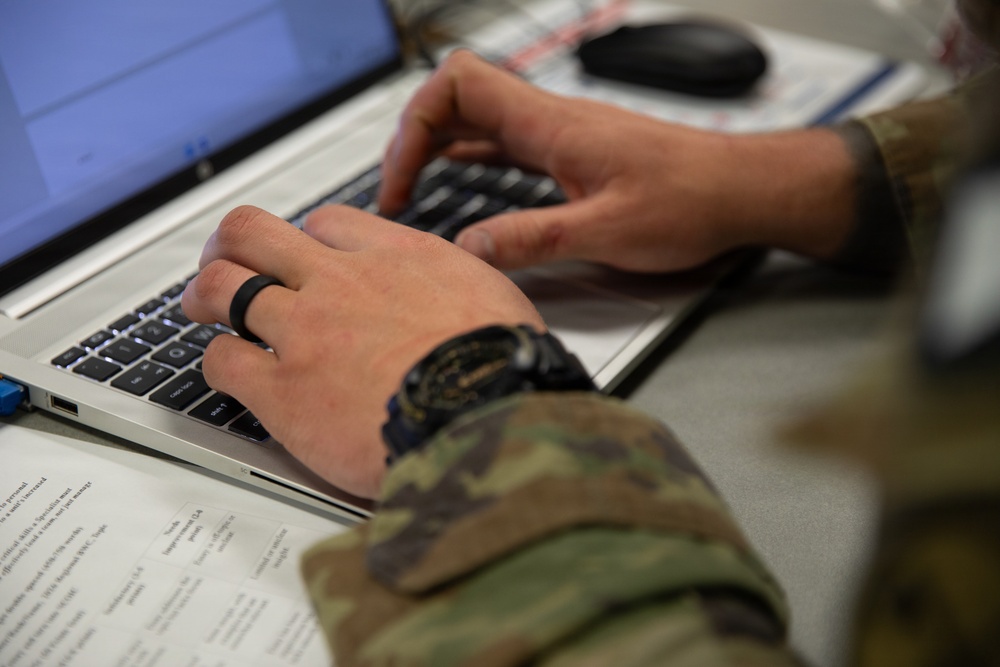 Region II Best Warrior competitors complete a written test and essay